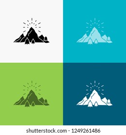 hill, landscape, nature, mountain, fireworks Icon Over Various Background. glyph style design, designed for web and app. Eps 10 vector illustration