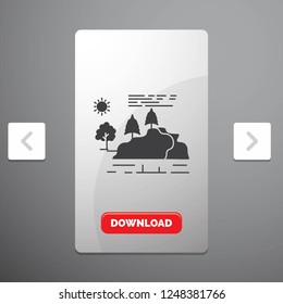 hill, landscape, nature, mountain, rain Glyph Icon in Carousal Pagination Slider Design & Red Download Button