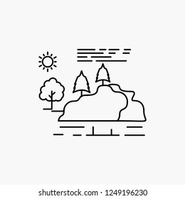 hill, landscape, nature, mountain, rain Line Icon. Vector isolated illustration