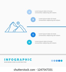 hill, landscape, nature, mountain, scene Infographics Template for Website and Presentation. Line Blue icon infographic style vector illustration