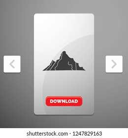 hill, landscape, nature, mountain, scene Glyph Icon in Carousal Pagination Slider Design & Red Download Button