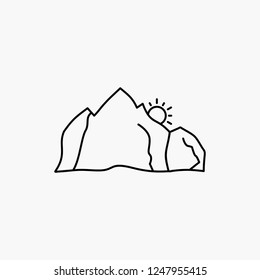 hill, landscape, nature, mountain, scene Line Icon. Vector isolated illustration