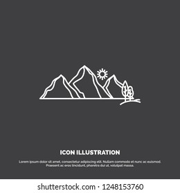 hill, landscape, nature, mountain, scene Icon. Line vector symbol for UI and UX, website or mobile application