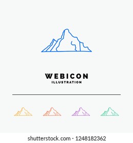 hill, landscape, nature, mountain, scene 5 Color Line Web Icon Template isolated on white. Vector illustration