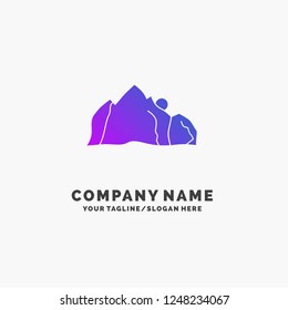 hill, landscape, nature, mountain, scene Purple Business Logo Template. Place for Tagline.