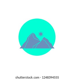 hill, landscape, nature, mountain, scene Glyph Icon.