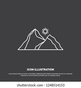hill, landscape, nature, mountain, scene Icon. Line vector symbol for UI and UX, website or mobile application
