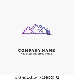 hill, landscape, nature, mountain, scene Purple Business Logo Template. Place for Tagline