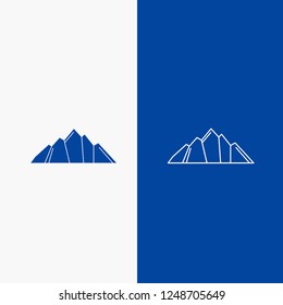 hill, landscape, nature, mountain, scene Line and Glyph web Button in Blue color Vertical Banner for UI and UX, website or mobile application