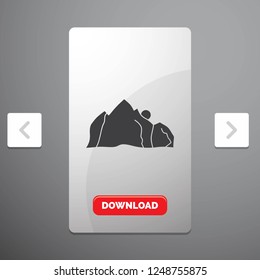 hill, landscape, nature, mountain, scene Glyph Icon in Carousal Pagination Slider Design and Red Download Button