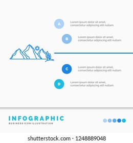 hill, landscape, nature, mountain, scene Infographics Template for Website and Presentation. Line Blue icon infographic style vector illustration