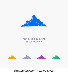 hill, landscape, nature, mountain, scene 5 Color Glyph Web Icon Template isolated on white. Vector illustration