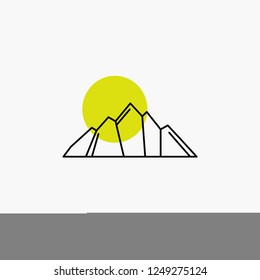 hill, landscape, nature, mountain, scene Line Icon