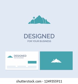 hill, landscape, nature, mountain, scene Business Logo Glyph Icon Symbol for your business. Turquoise Business Cards with Brand logo template.