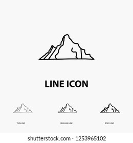 hill, landscape, nature, mountain, scene Icon in Thin, Regular and Bold Line Style. Vector illustration