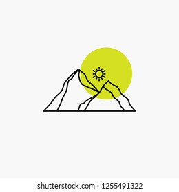hill, landscape, nature, mountain, scene Line Icon