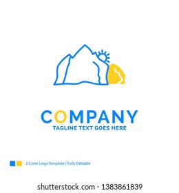 hill, landscape, nature, mountain, scene Blue Yellow Business Logo template. Creative Design Template Place for Tagline.