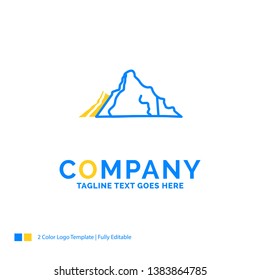 hill, landscape, nature, mountain, scene Blue Yellow Business Logo template. Creative Design Template Place for Tagline.