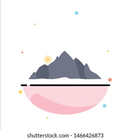 hill, landscape, nature, mountain, scene Flat Color Icon Vector. Vector Icon Template background