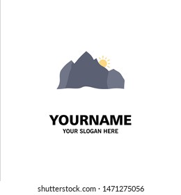 hill, landscape, nature, mountain, scene Flat Color Icon Vector. Vector Icon Template background