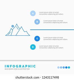 hill, landscape, nature, mountain, sun Infographics Template for Website and Presentation. Line Blue icon infographic style vector illustration
