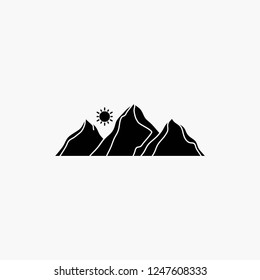 hill, landscape, nature, mountain, sun Glyph Icon. Vector isolated illustration