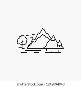 hill, landscape, nature, mountain, tree Line Icon. Vector isolated illustration