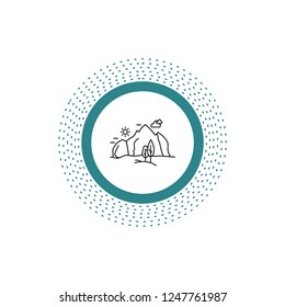 hill, landscape, nature, mountain, tree Line Icon. Vector isolated illustration