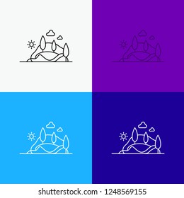 hill, landscape, nature, mountain, tree Icon Over Various Background. Line style design, designed for web and app. Eps 10 vector illustration