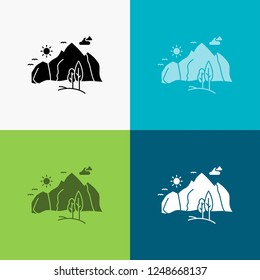 hill, landscape, nature, mountain, tree Icon Over Various Background. glyph style design, designed for web and app. Eps 10 vector illustration