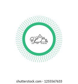 hill, landscape, nature, mountain, tree Line Icon. Vector isolated illustration
