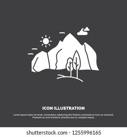 hill, landscape, nature, mountain, tree Icon. glyph vector symbol for UI and UX, website or mobile application
