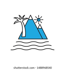 Hill minimal line icon vector