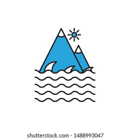 Hill minimal line icon vector