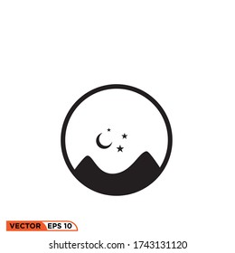 hill with moon and star icon design vector illustration template