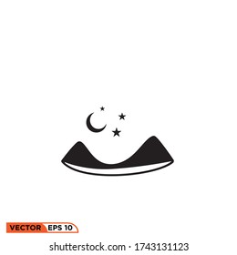 hill with moon and star icon design vector illustration template