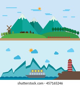Hill mountain and beach sea