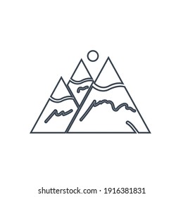 Hill, Mountain icon. Hill location, mountain location icon. hill tracking, pin, gps, map, street, direction icon with vector illustration, flat style, two color, color circle, black shape and line.