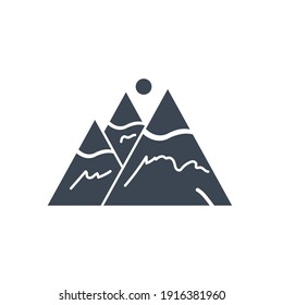 Hill, Mountain icon. Hill location, mountain location icon. hill tracking, pin, gps, map, street, direction icon with vector illustration, flat style, two color, color circle, black shape and line.