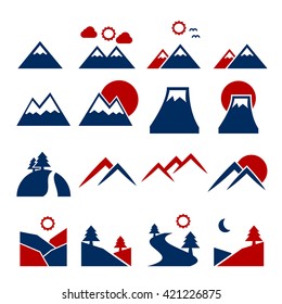 hill, mountain icon set