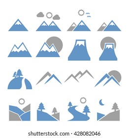 hill, mountain icon set