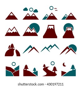 hill, mountain icon set