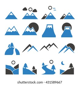 hill, mountain icon set