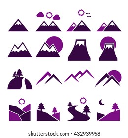 hill, mountain icon set