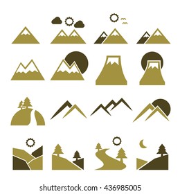 hill, mountain icon set