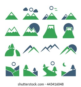 hill, mountain icon set