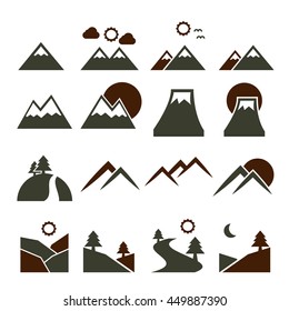 hill, mountain icon set