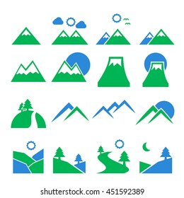 hill, mountain icon set