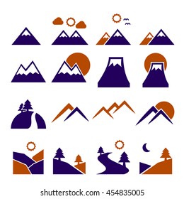 hill, mountain icon set