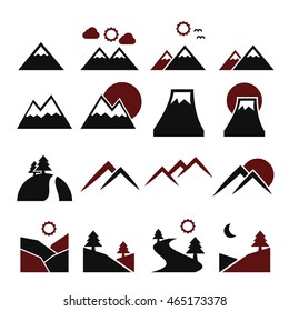 hill, mountain icon set
